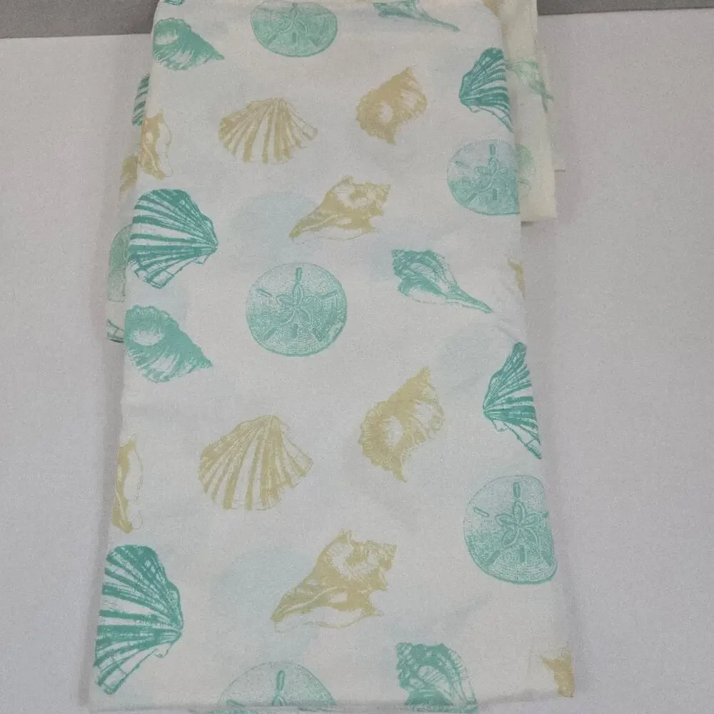 Teal/Sand/White Seashell Pattern 3-pc Twin Size Bed Sheet Set